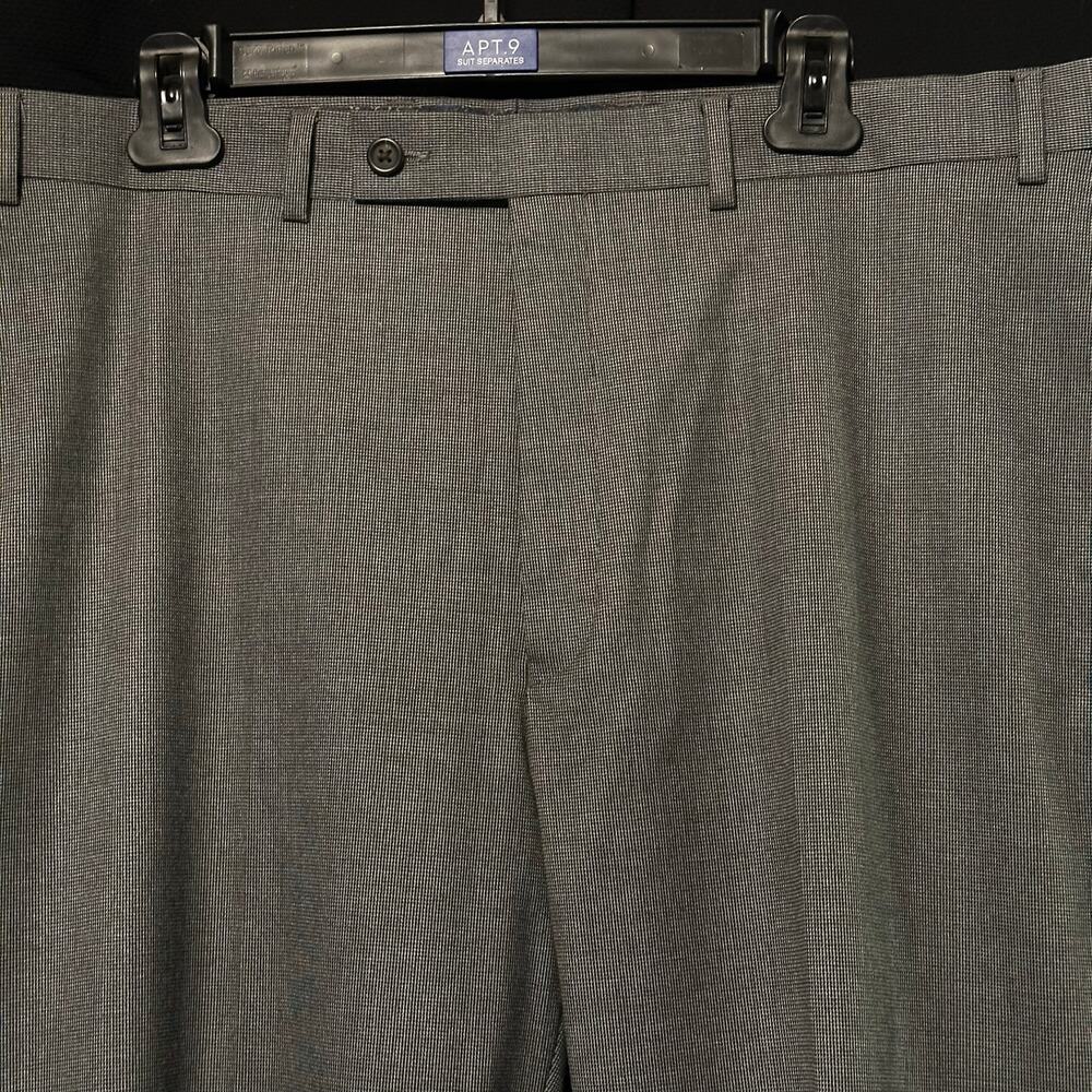 Lauren Ralph Lauren Mens Gray Micro Check Dress Pants 38W x 34L Stretch Trousers